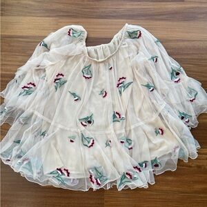 Romantic Japanese Embroidered Floral Layered Blouse